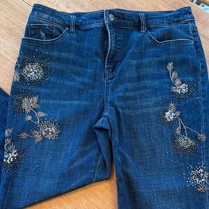 Chico's Midnight Blue Floral Straight Leg Jeans